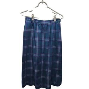 Beautiful Vintage Pendleton Wool Purple Blue Plaid Straight Pencil Skirt Size 6